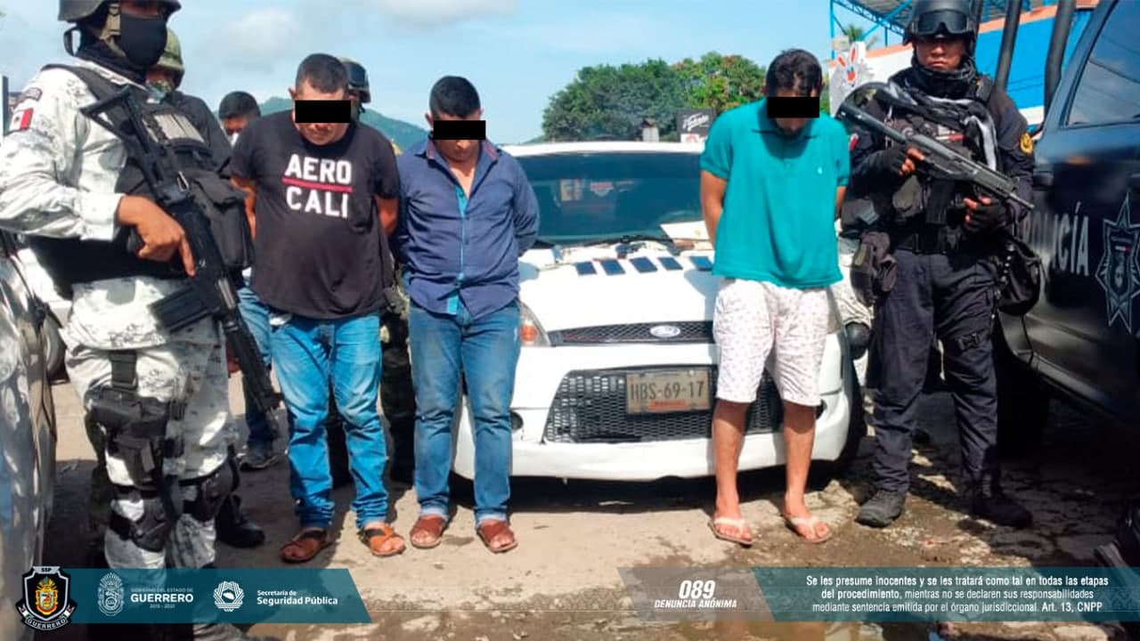 Caen cuatro presuntos extorsionadores en Zihuatanejo; los detienen en acciones de seguridad