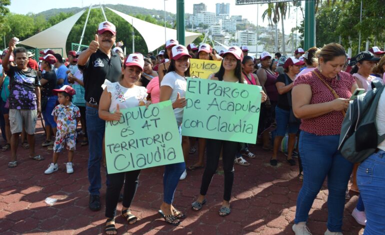 Multitudinario recibimiento a Claudia Sheinbaum en Acapulco